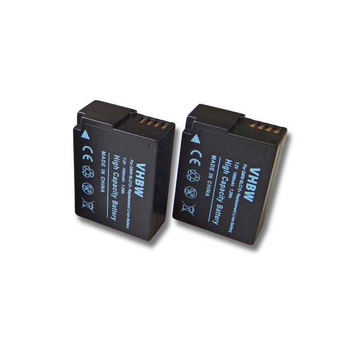 Vhbw 2x Batteries compatible avec Panasonic Lumix DMC-FZ300, DMC-G5, DMC-G5K, DMC-G5W appareil photo, reflex numérique (1000mAh,