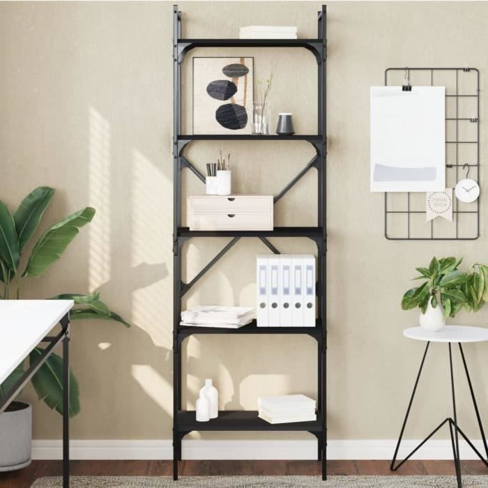 vidaXL Bibliothèque à 5 niveaux noir 56x315x174 cm bois dingénierie 833343