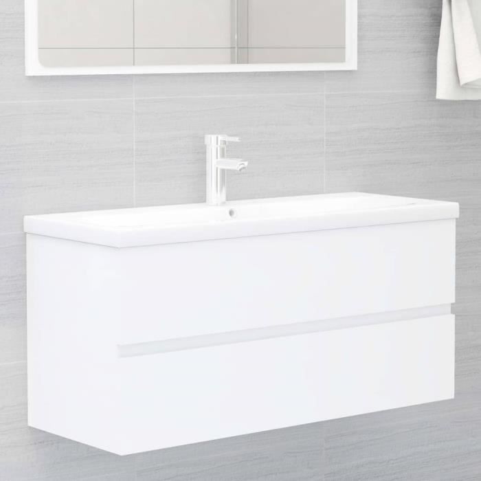 vidaXL Armoire dévier Blanc 100x385x45 cm Aggloméré