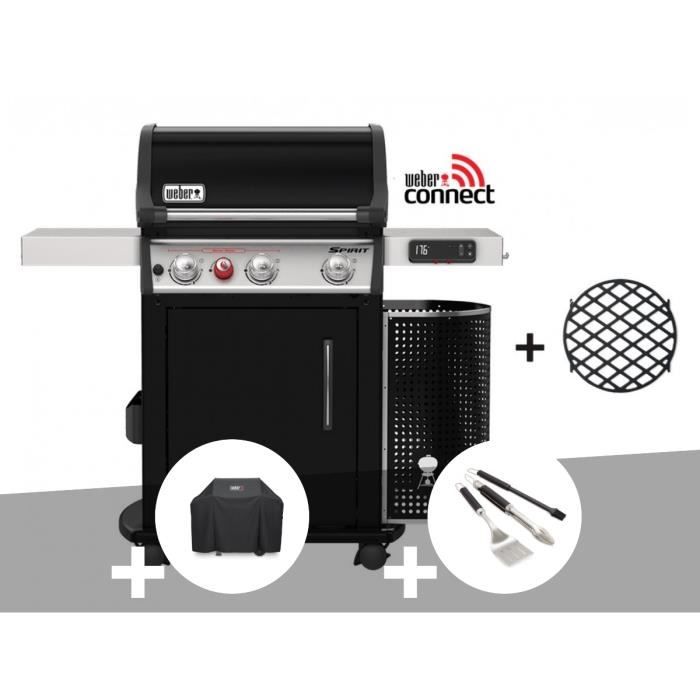Barbecue à gaz intelligent Weber Spirit EPX-325S GBS + Housse + Kit 3 ustensiles 126x81x116cm Noir