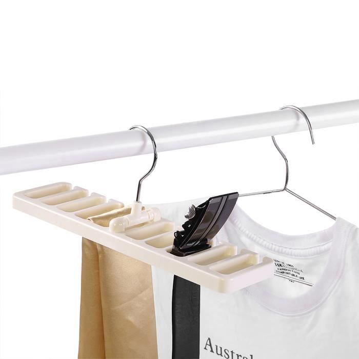 2 Pièces Organisateur Ceintures Et Cravates - Rangement Dressing Avec 10 Fentes, Crochet Pivotant 360° Pour Ceintures, Écharpes Et Cravates (Noir)