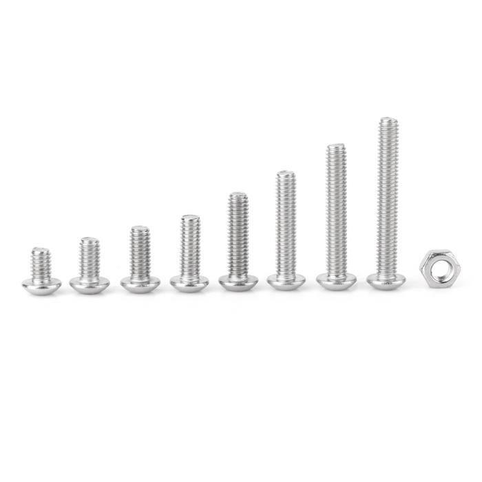 Lot De 100 Vis à Tête Bombée Hexagonale M5x8mm – Acier Allié 10.9 – Noir