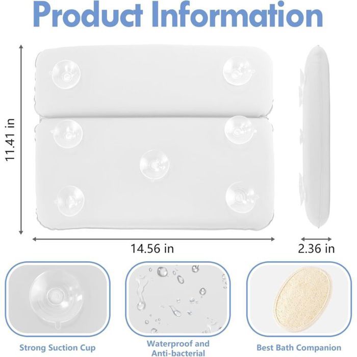 Ventouses Support Tête Cou Détente Coussin De Bain Luxe 192 Ventouses - Support Tête/cou 130x41cm Avec Sac Coussin Bain Ventouses Support Tête Cou Détente Coussin De Bain Luxe 192 Ventouses - Support Tête/cou 130x41cm Avec Sac Coussin Bain