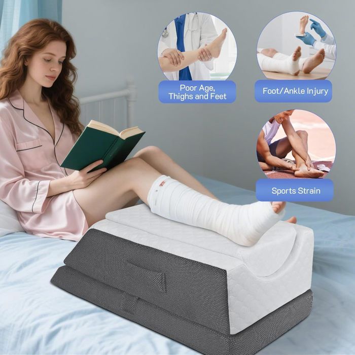 Coussin Surélevé Pour Jambes En Mousse à Mémoire De Forme - Forme Colline, Soulagement Dos Et Genoux, 55x23x21 Cm