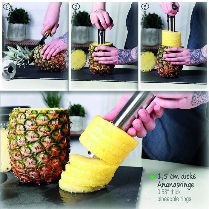 coupe-ananas 3 en 1 - éplucheur d'ananas en acier inoxydable, va au  lave-vaisselle - vide-ananas - vide-ananas avec lame tran A22 - Cdiscount  Maison