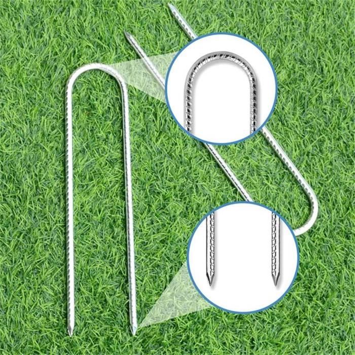 8 Piquets D'armature KAHEIGN 40cm Acier Galvanisé - Crochet En J, Pour Tentes, Trampolines, Auvents