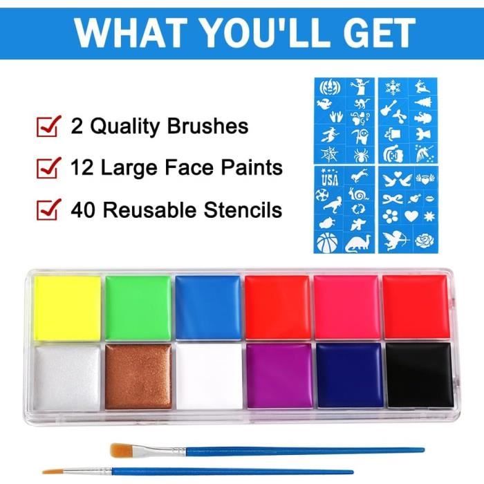 Kit de peinture pour le visage, 12 couleurs, Crayon de maquillage
