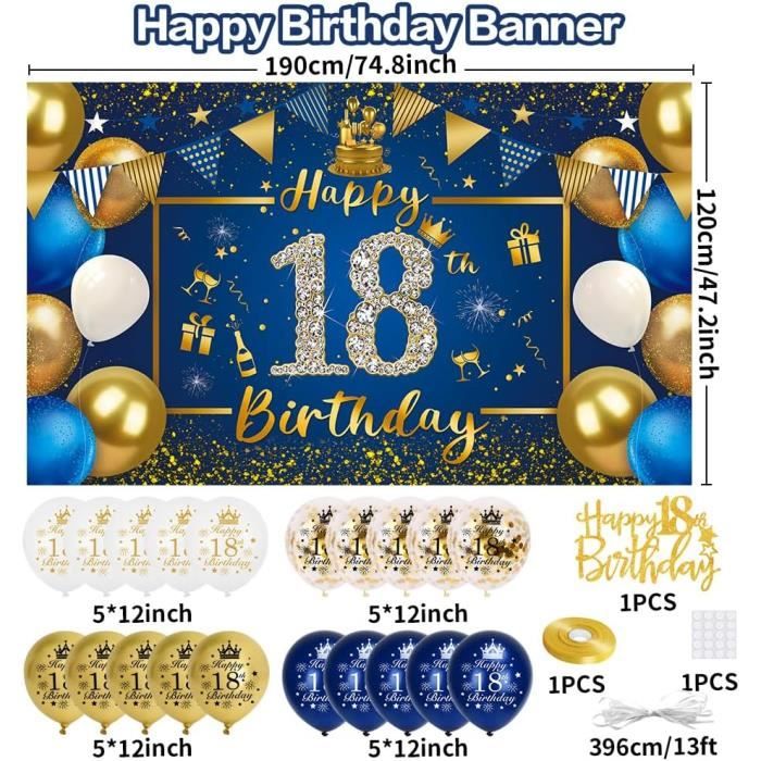 DECORATION ANNIVERSAIRE 18 Ans, 18 Ans Décorations Anniversaire De Fête En Noir EUR 25,15 - FR