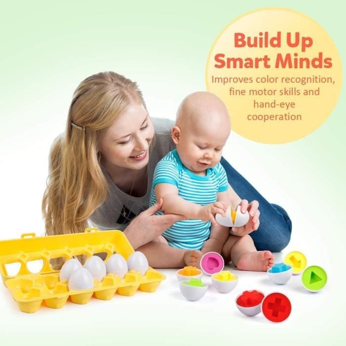EBTOOLS Jouet d'oeufs assortis Oeufs assortis en bois Jeu de jouets Couleur Forme Reconnaissance