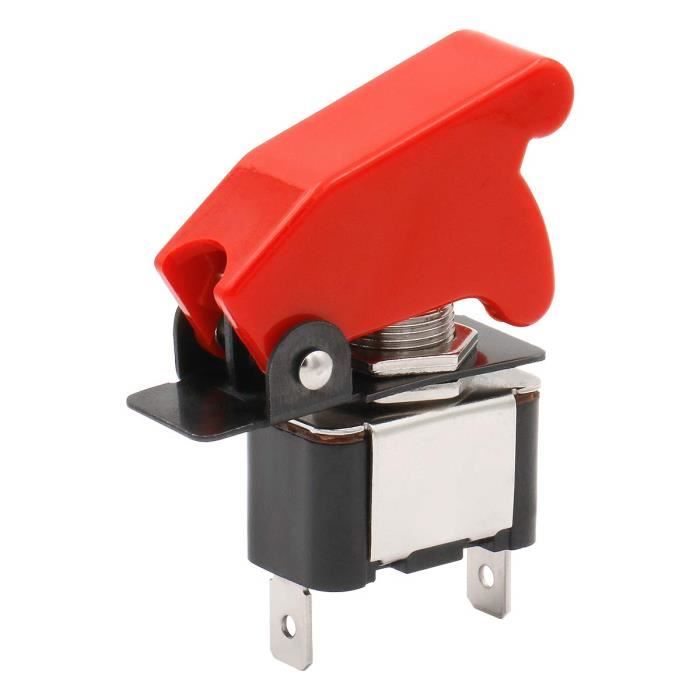 Interrupteur à Bascule Métal 12V 20A - SPST ON/OFF Étanche | Capuchon Rouge | HESCHEN