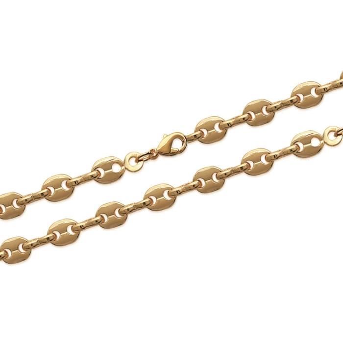 Catena Uomo Extra Large Grano Di Caff&egrave; 50cm X 1cm - Placcata Oro 18 Carati - Bijouxia