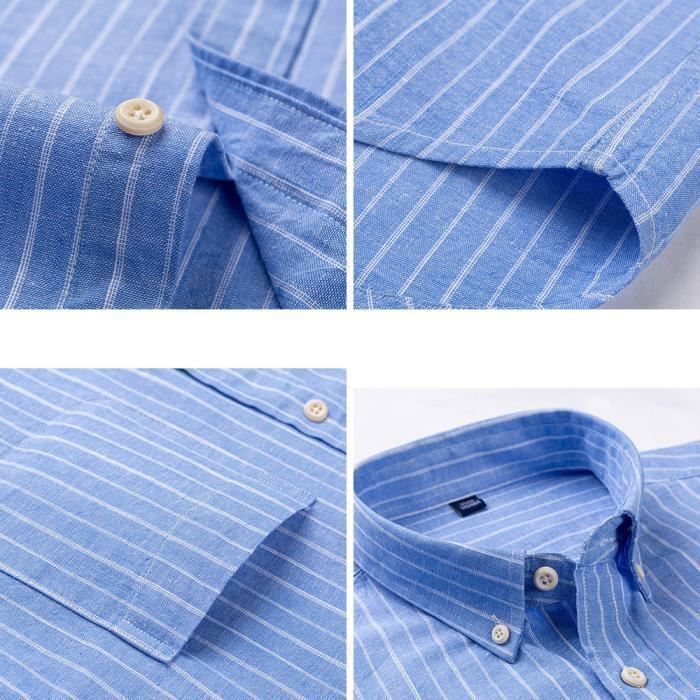 Chemise Penguin Heritage Homme – Coupe Slim – Manches Courtes – Bleu Marine Rayé
