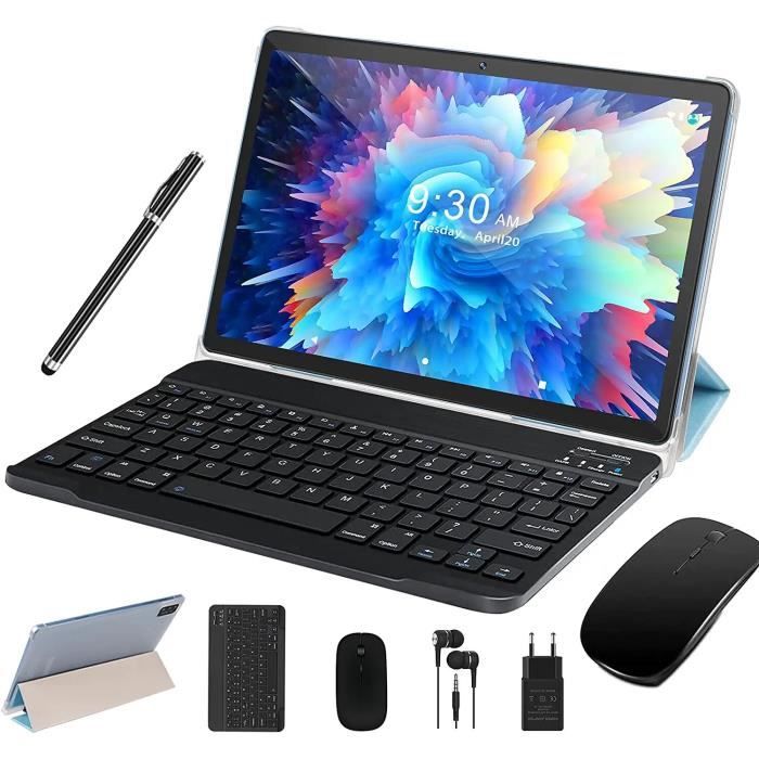 SEBBE Tablette 10 Pouces Android 13 Tablette 12 Go RAM+128 Go ROM (TF 1  to), Tablette Tactile avec Processeur Octa-Core 2.0 GHz, 5G  WiFi丨5+8MP丨6000mAh丨Bluetooth 丨Certifié GMS丨2 en 1 Tablette - Noir 