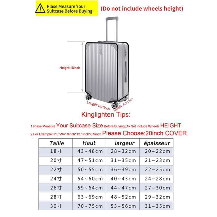 SPORTARC Housse Valise PVC Transparent - Protection Anti-Rayures, Anti-Saleté - Tailles 20" à 30" - Bagage Reconnaissable