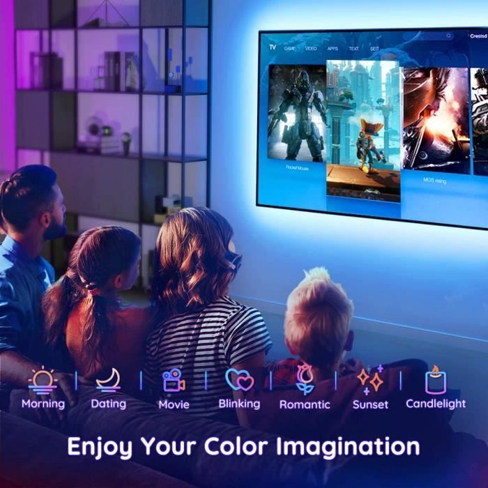 Govee Ruban LED TV 2m RGB USB avec App Bande Lumineuse Rétroéclairage TV  Multicouleur Multi DIY Couleurs pour 40-60in HDTV Moniteu