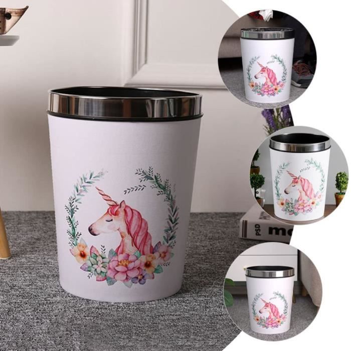 Läufer 26664 corbeille à papier avec motif licorne, poubelle de 13 litres, parfait pour la chambre d'enfant, rond, plastique solide, motifs différents