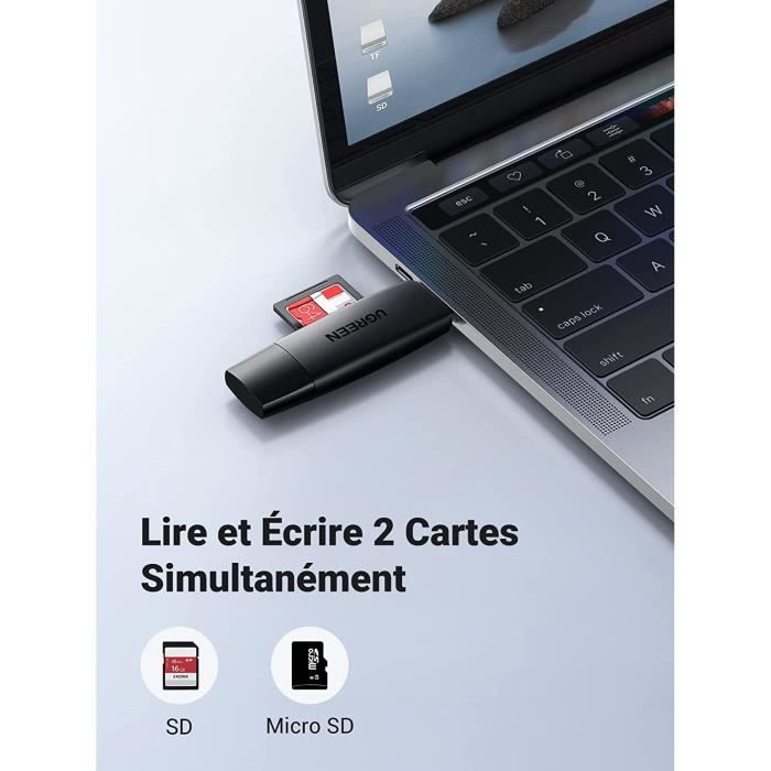 Lecteur de Carte SD Micro SD USB C USB 3.0 2 en 1 Adaptateur de