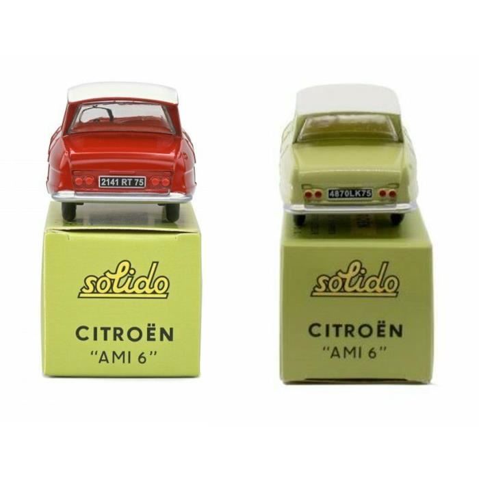 Véhicule miniature - Lot de 2 voitures miniatures de collection 1:43  Solido, reproduction CITROEN AMI 6 - 1141+1142