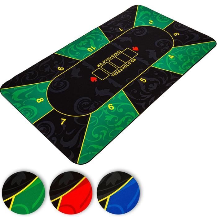 Tapis de Poker XXL, max. 10 joueurs, dimensions 200x90 cm, couleur