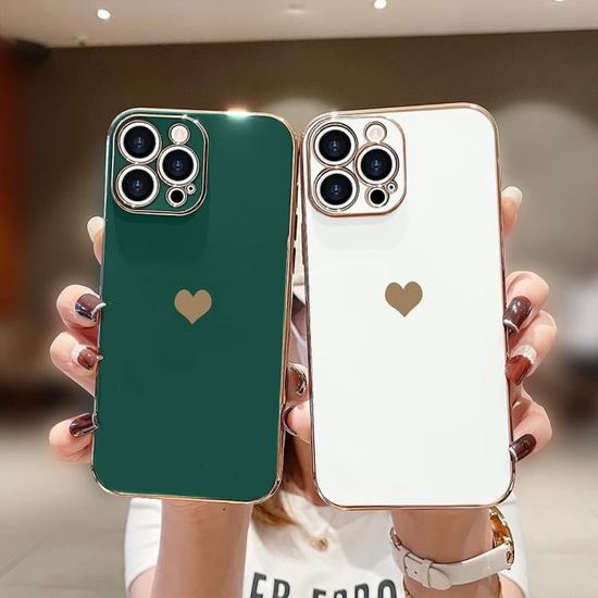 NITITOP Coque Pour IPhone 15 Mignonne Motif De Feuille Conception Avec Lentille D'amour Pour Femme Fille Doux Silicone Antichoc Étui Housse - Feuille