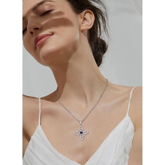 Collier en Argent Sterling Personnalisé avec Pierre de Naissance ou de Lune Style Nœud de Sorcière Cadeau Noël Halloween pour Femme - CALLIE Collier en Argent Sterling Personnalisé avec Pierre de Naissance ou de Lune Style Nœud de Sorcière Cadeau Noël Halloween pour Femme - CALLIE