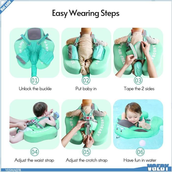 Flotteur bleu 3d - Anneaux de natation non gonflables pour bébés