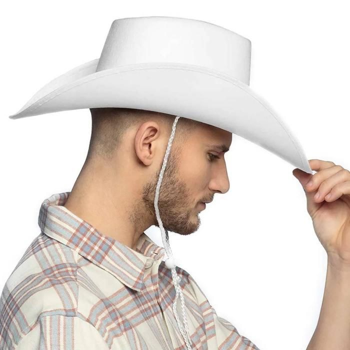 Chapeau Cowboy Country Style Western – Imitation Cuir Blanc Cassé – Pour Homme Et Femme – Marque LA JOYA