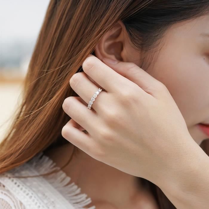 Couleur Moissanite taille 6 Stylever Bague de Fian ailles en