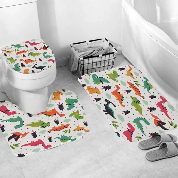 Accessoires salle de bain,Rideau de douche pour enfants, motif de  dinosaure, motifs d'animaux - Type 7 - 4pcs M(150x180cm) - Cdiscount Maison
