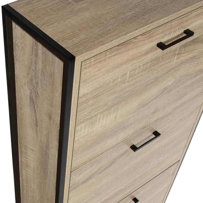 Meuble à Chaussures LUIS 24 Paires 4 Portes – Design Industriel Bois & Métal – Rangement Entrée Gain De Place