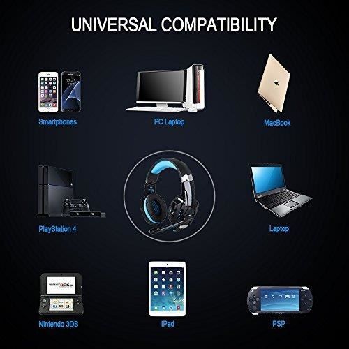 G9000 Gaming Ecouteurs Casque Mini Jack 3.5mm USB pour PS4 Xbox One Laptop  Bleu