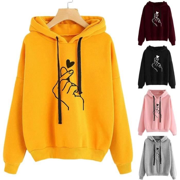 Pull jaune a capuche store
