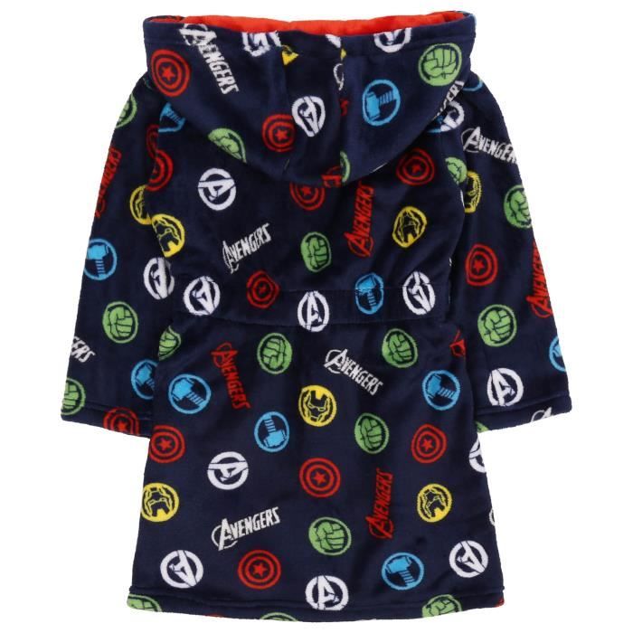 Robe de chambre souple bleu marine avec capuche Avengers Bleu