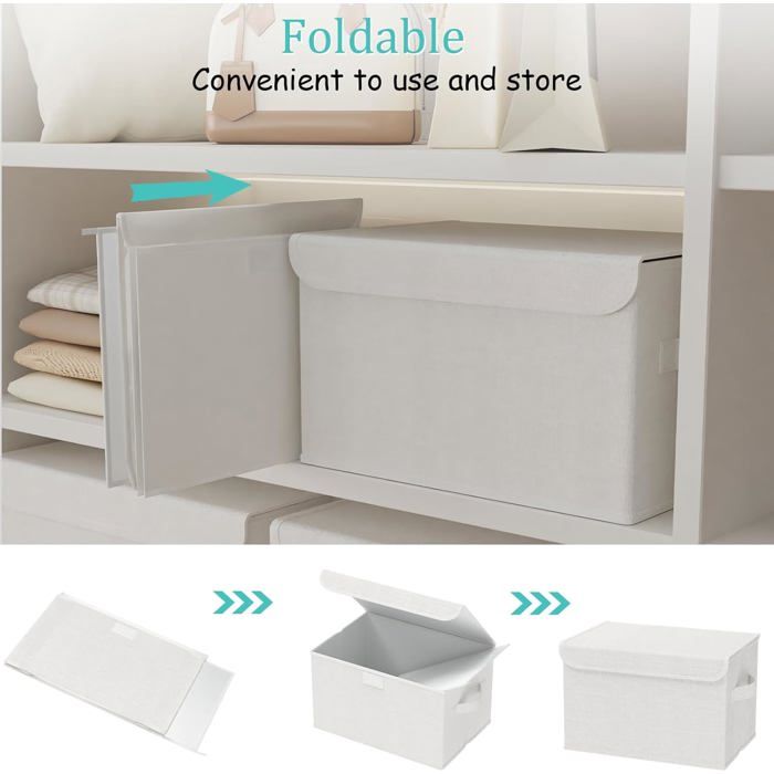 2 Boîtes De Rangement Avec Couvercle Et Poignées - Tissu Non Tissé, 27x20x16 Cm, Pliables - Pour Armoire, Vêtements, Jouets