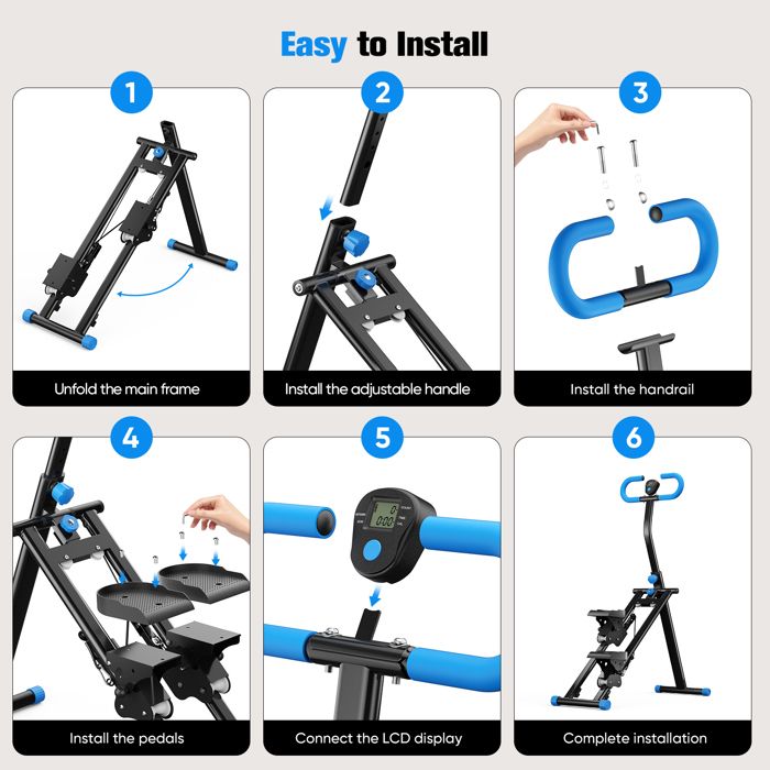 HXD-ERGO Stepper D'Escalier Pliable 2025 – Cardio à La Maison Avec Guidon Réglable, Écran LCD Et Résistance Magnétique, Compact Et Costaud