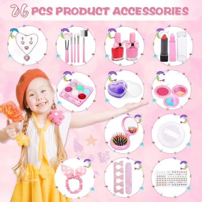 Coffret Maquillage Enfant 75 Pièces – Avec Lumières Et Musique, Lavable, Sécuritaire, Pour Filles 3+ Ans - 13