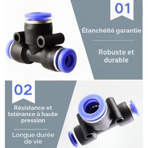 Raccord Pneumatique Coudé Auto – Pour Tube 8 Mm OD, Filetage 3/8″ – Connexion Rapide Push-in