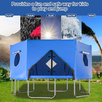 Tente d'Extérieur pour Trampoline 427 cm, Housse de Protection Compatible avec Trampolines à 6 Barres Droites, Accessoire de Toit pour Protection Solaire et Vent(Vert