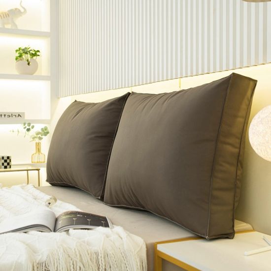 Coussin De Dossier Lit 120x50cm - Appui Lombaire Lecture Canapé/Lit - Housse Coton/Lin Amovible - Confort Dos