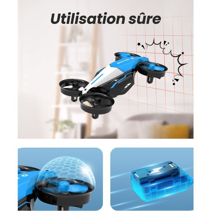 Drone Mini Holy Stone HS180 Pour Enfants - 3 Batteries (21 Min De Vol), Lumières LED, Flips 360°, Facile à Piloter - Cadeau Pour 6-12 Ans