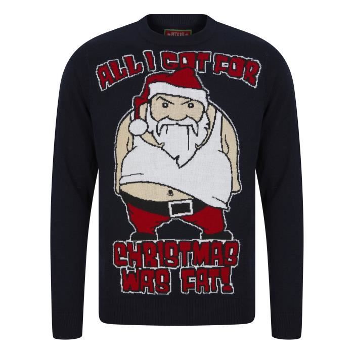 MERRY CHRISTMAS Pull de Noël Bleu Marine Homme
