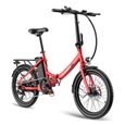 Vélo électrique FAFREES F20-LIGHT 250W Vélo Pliant 25 km/h 36V 14,5Ah 7 Vitesses Rouge avec Cadeau Pompe-0