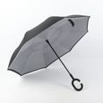 Parapluie Inversé - Anti-UV Double Couche Coupe-Vent Parapluie - Mains Libres poignée en forme Ç Parapluie(gris)-0