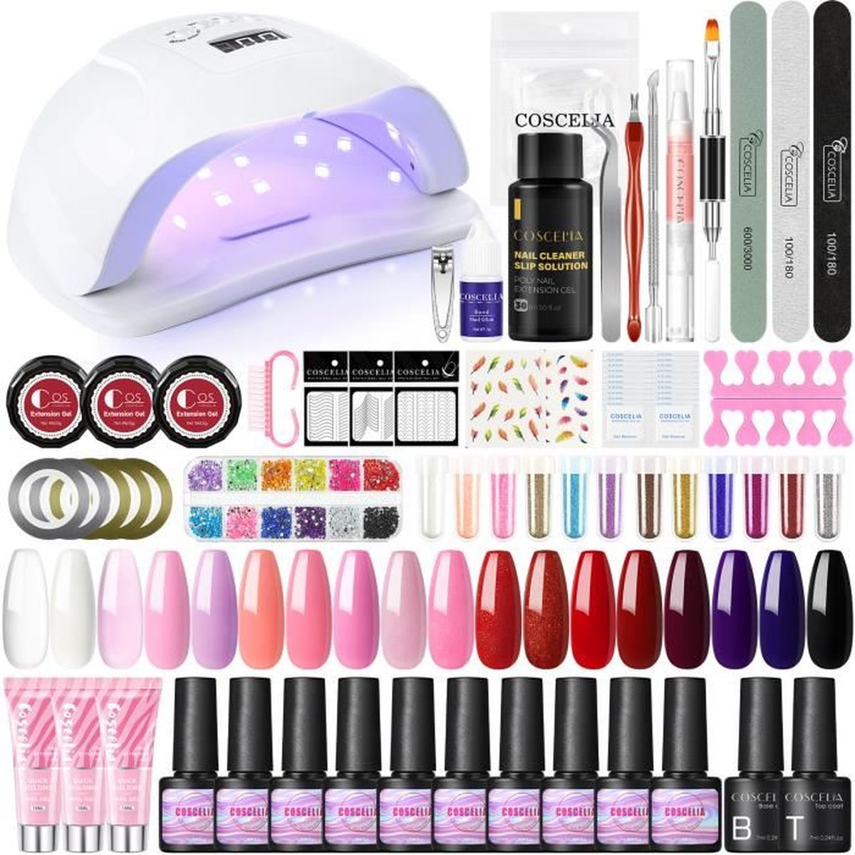 COSCELIA Kit 15*Vernis Semi Permanent Gel Ongle et 3*Poly Ongle Gel,UV Gel Ongles Nail Art