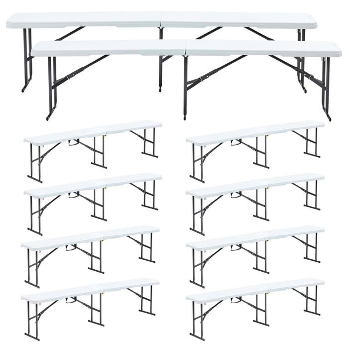 10 Bancs Pliants 3 Places 180 Cm Achat Vente Banc D Exterieur Lot De 10 Bancs Pliables Cdiscount