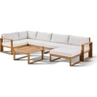 BOCARNEA Salon de jardin d'angle modulable LEVATA XL - Bois d'acacia FSC - 8 personnes - Blanc cassé + Housse incluse
