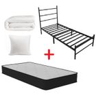 IZTOSS Pack Lit + Matelas + Couette + Oreiller - Noir - 90x190cm - Métal - 1 place - Mémoire de forme