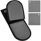 JF-ENG 1 paire de Gants de four en silicone et coton épaisse - Anti-brûlure - Noir