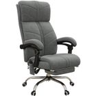 VINSETTO Fauteuil de bureau direction massant chauffant inclinable réglable repose-pied intégré tissu toucher flanelle grise