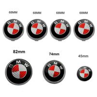 Lot de 7 BMW Fibre de Carbone Rouge et Blanc Logo Emblème Centre de Roue，La Marque du Capot et du Coffre Est de 82mm + 74mm